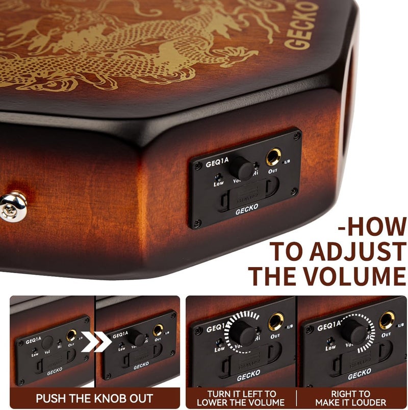 GECKO Octagonal Cajon Drum, Portable Hand Percussion Instrument with Detachable Strap & Carry Bag, Birchwood Body & Rich Sound (Built-in Pickup) - Image 3